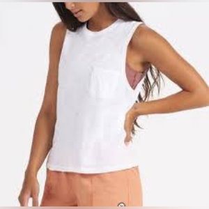 Vuori Pima Cotton muscle tee, white, sleeveless, size XS